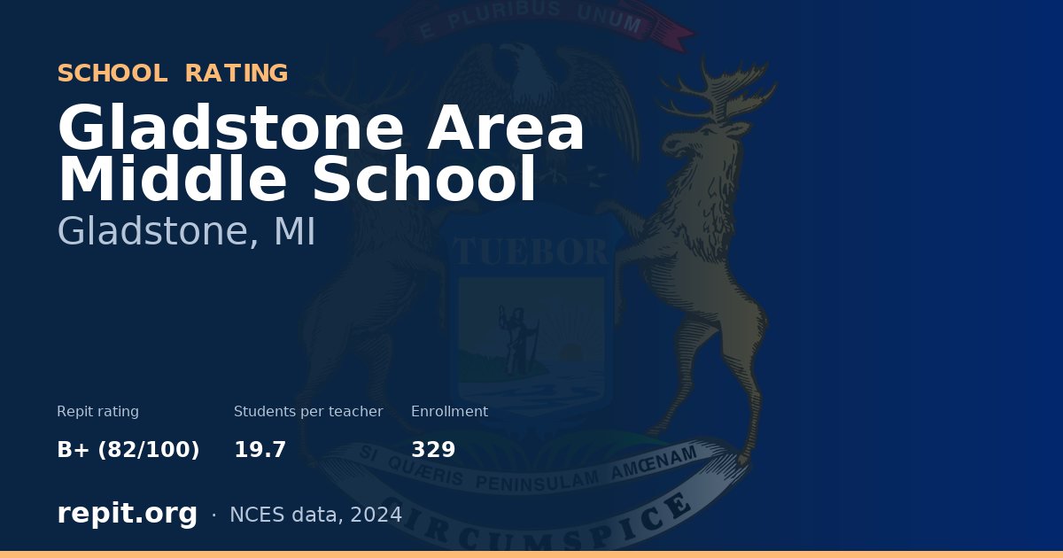 Gladstone Area Middle School, Gladstone, MI — Repit school rating B+ (82/100)