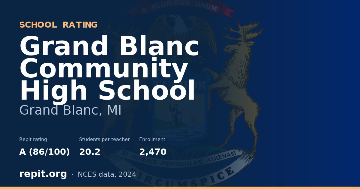 Grand Blanc Community High School, Grand Blanc, MI — Repit school rating A (86/100)