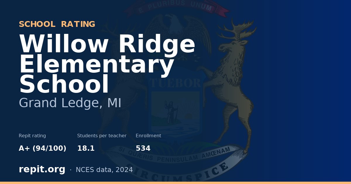 Willow Ridge Elementary School, Grand Ledge, MI — Repit school rating A+ (94/100)