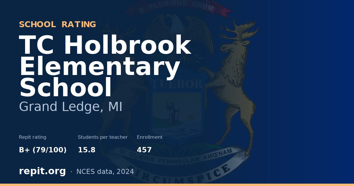 TC Holbrook Elementary School, Grand Ledge, MI — Repit school rating B+ (79/100)