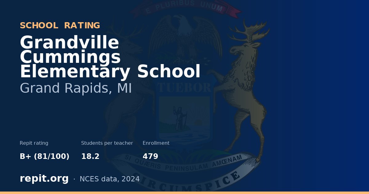 Grandville Cummings Elementary School, Grand Rapids, MI — Repit school rating B+ (81/100)