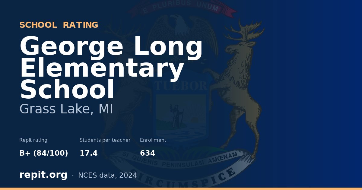 George Long Elementary School, Grass Lake, MI — Repit school rating B+ (84/100)