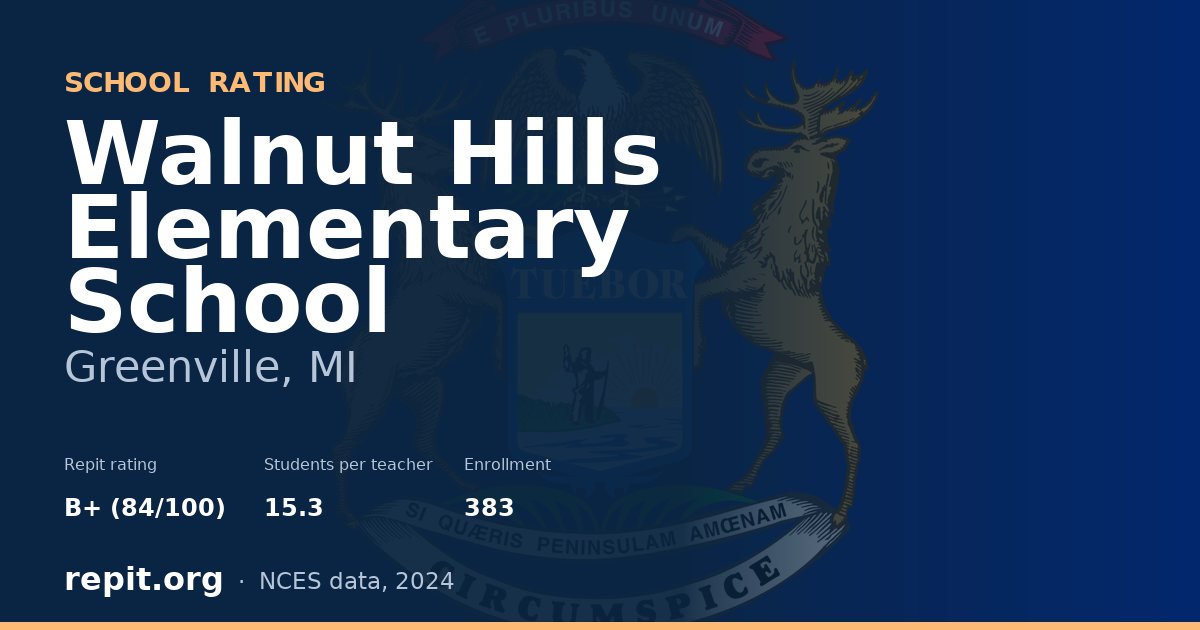 Walnut Hills Elementary School, Greenville, MI — Repit school rating B+ (84/100)