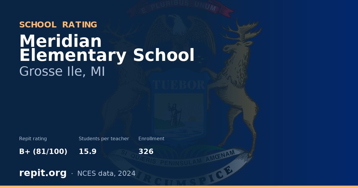 Meridian Elementary School, Grosse Ile, MI — Repit school rating B+ (81/100)
