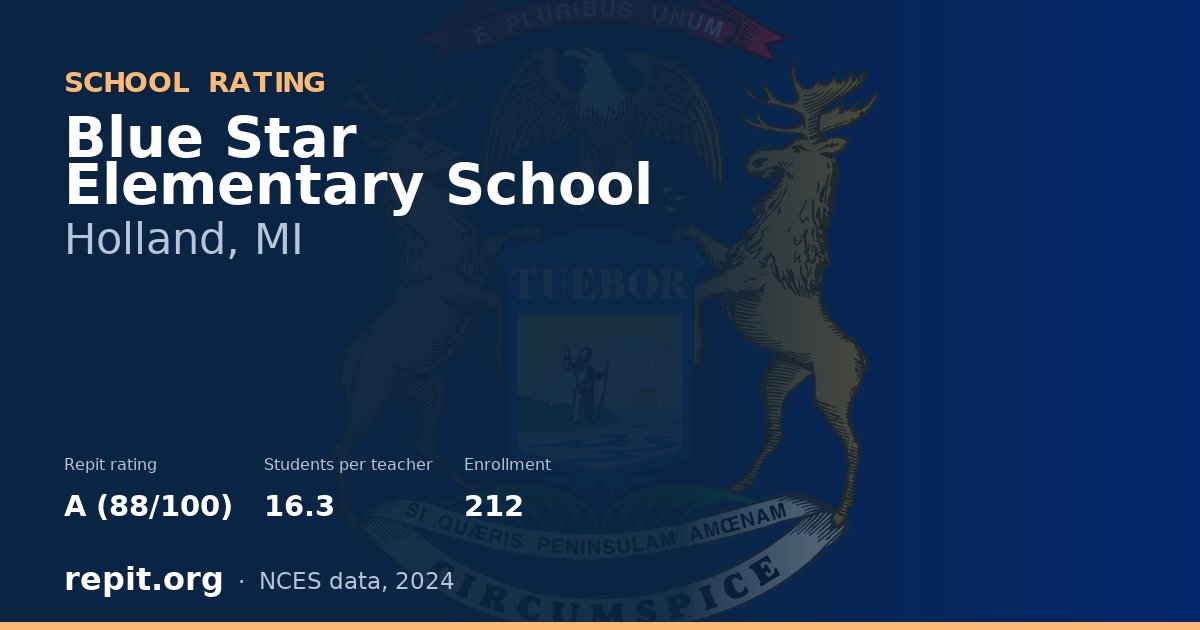 Blue Star Elementary School, Holland, MI — Repit school rating A (88/100)