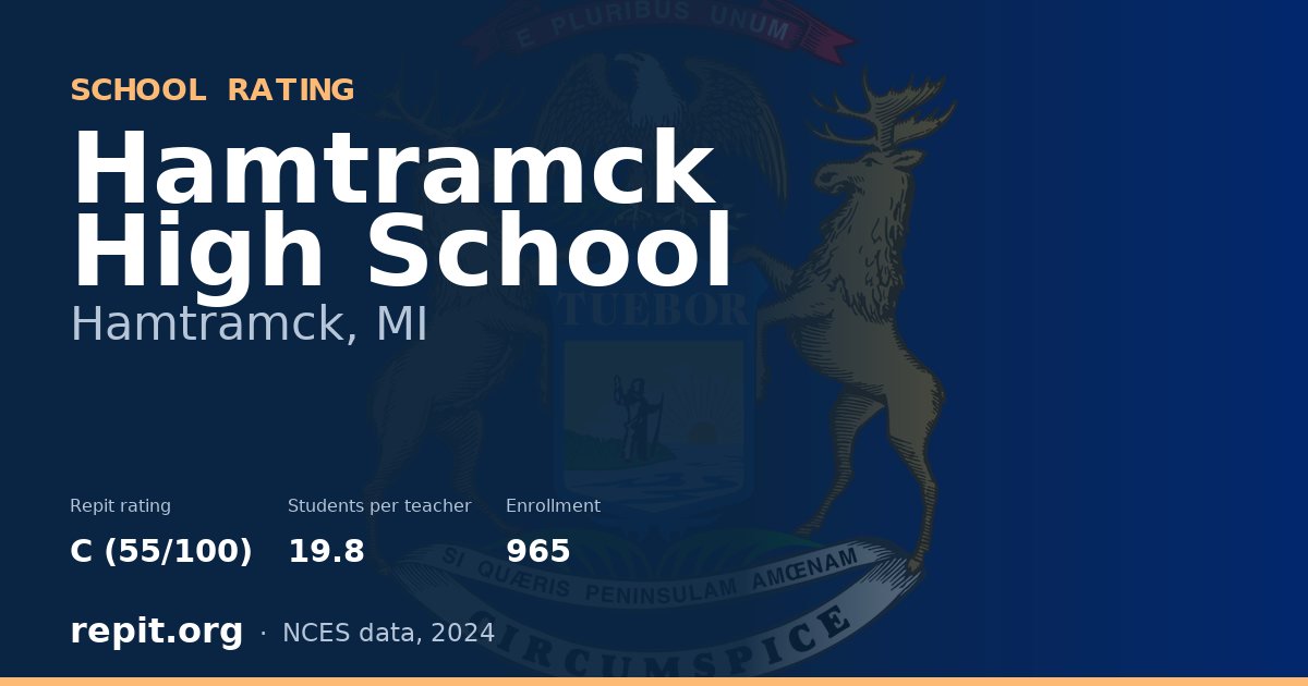 Hamtramck High School, Hamtramck, MI — Repit school rating C (55/100)