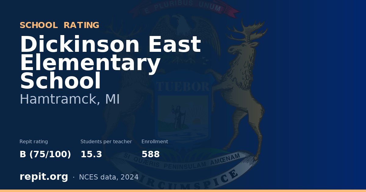 Dickinson East Elementary School, Hamtramck, MI — Repit school rating B (75/100)