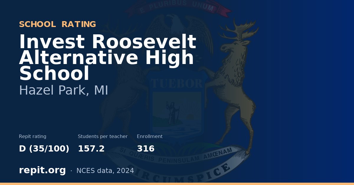 Invest Roosevelt Alternative High School, Hazel Park, MI — Repit school rating D (35/100)