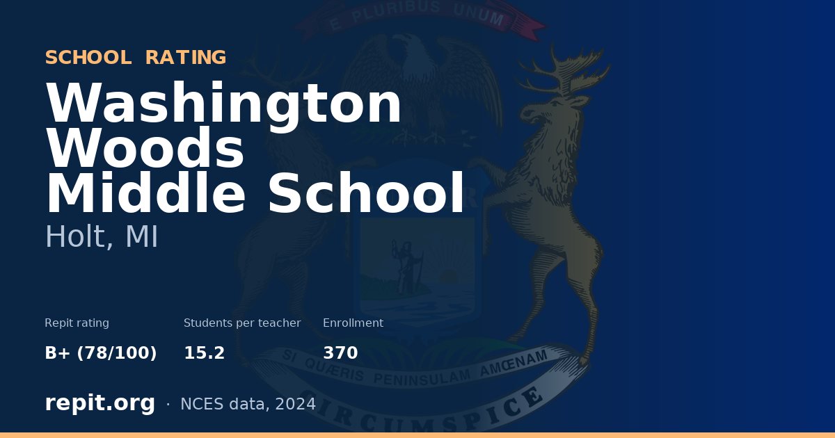 Washington Woods Middle School, Holt, MI — Repit school rating B+ (78/100)