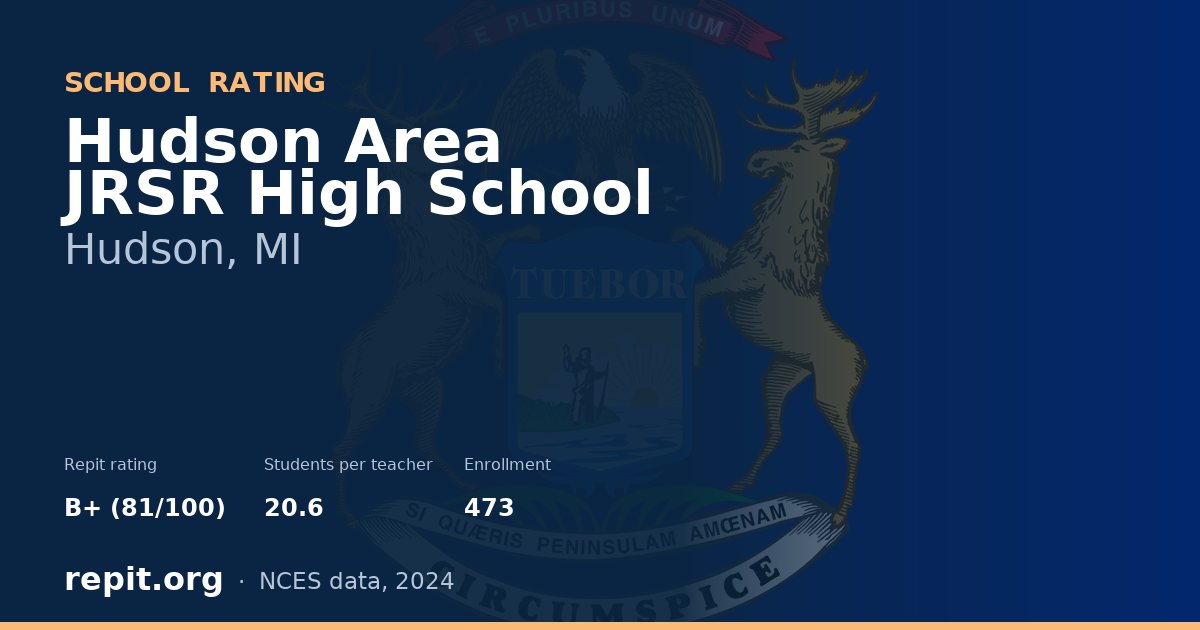 Hudson Area JRSR High School, Hudson, MI — Repit school rating B+ (81/100)