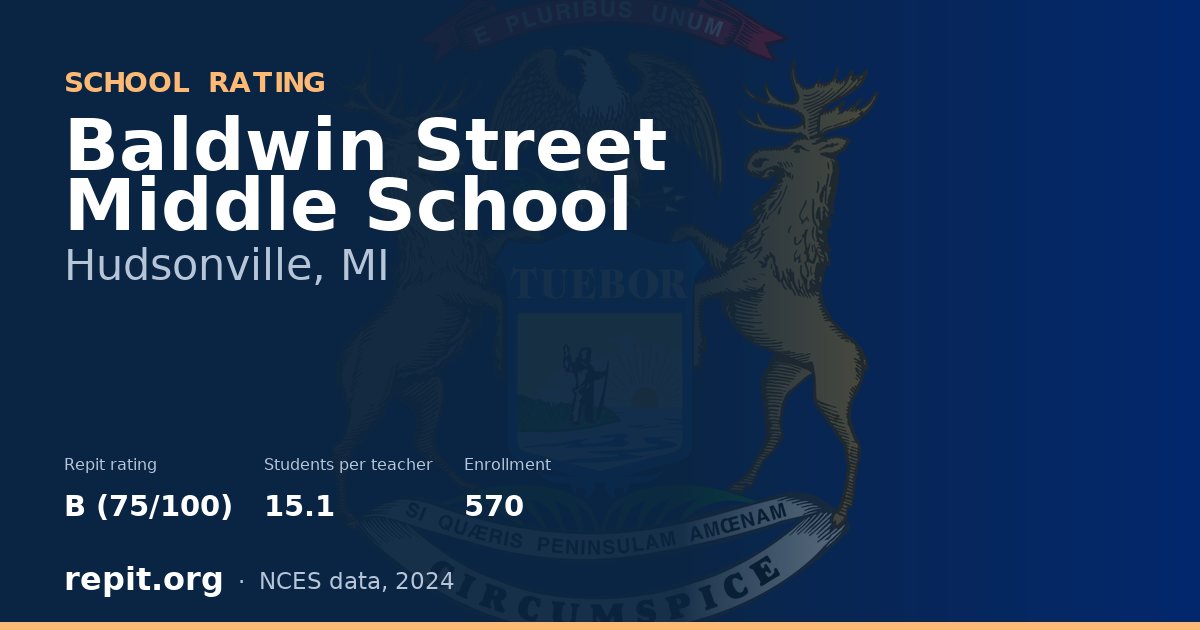 Baldwin Street Middle School, Hudsonville, MI — Repit school rating B (75/100)