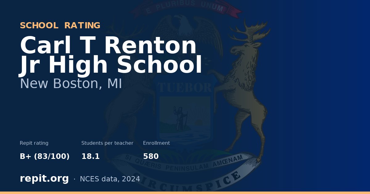 Carl T Renton Jr High School, New Boston, MI — Repit school rating B+ (83/100)