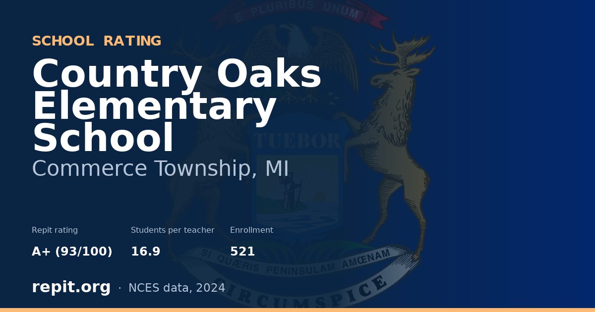 Country Oaks Elementary School, Commerce Township, MI — Repit school rating A+ (93/100)
