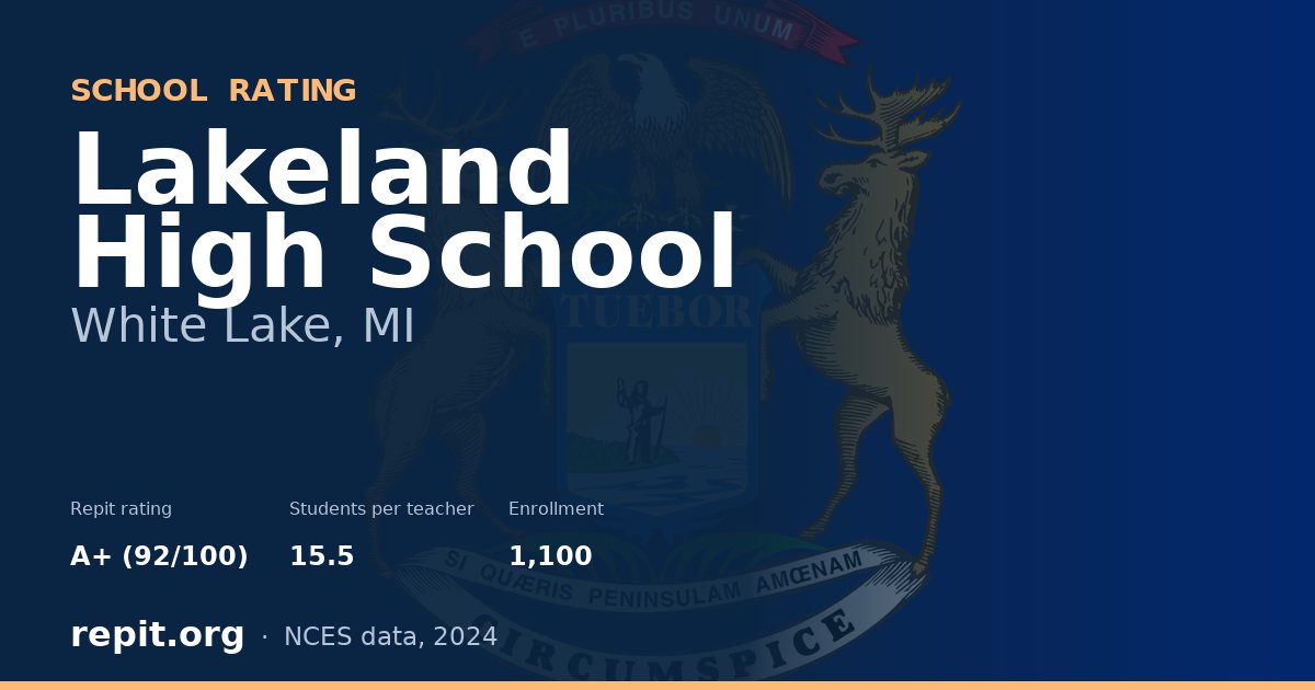 Lakeland High School, White Lake, MI — Repit school rating A+ (92/100)