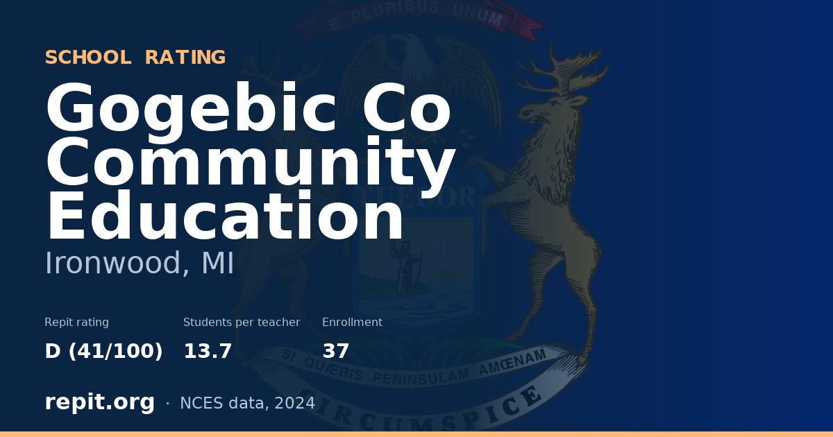 Gogebic Co Community Education, Ironwood, MI — Repit school rating D (41/100)