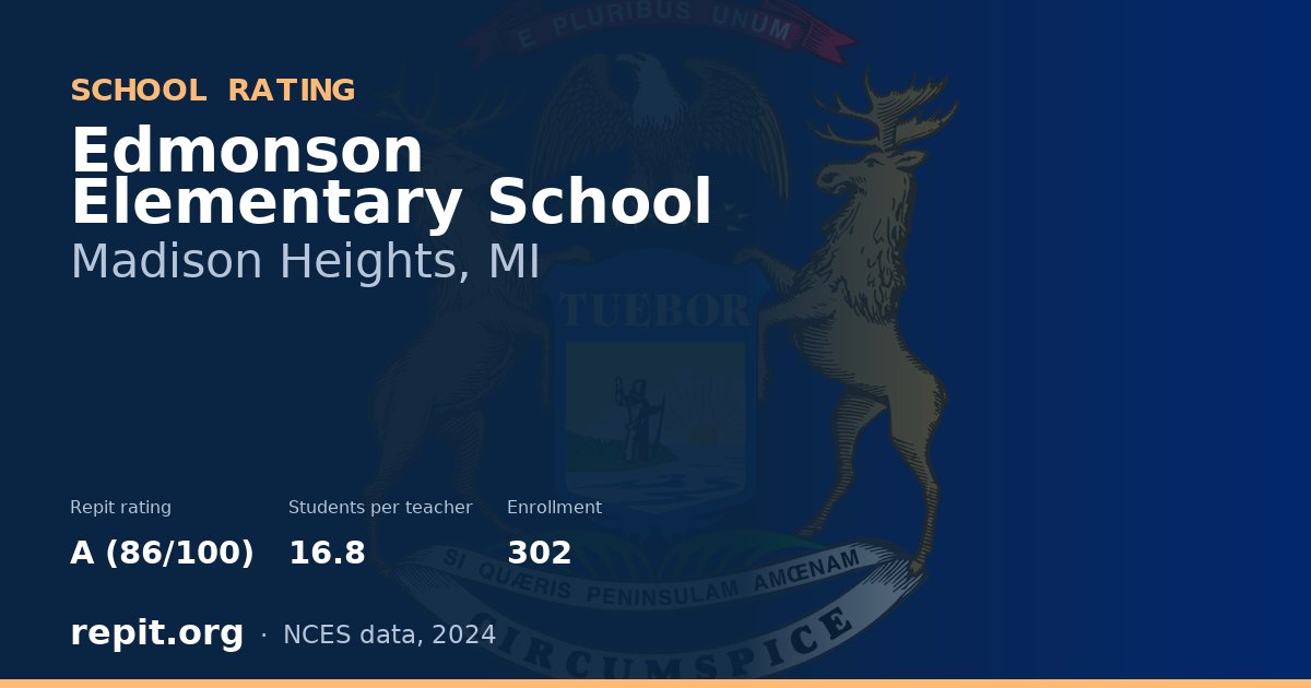 Edmonson Elementary School, Madison Heights, MI — Repit school rating A (86/100)