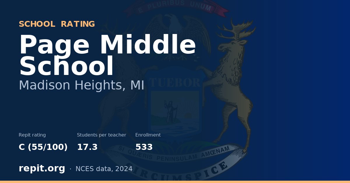 Page Middle School, Madison Heights, MI — Repit school rating C (55/100)