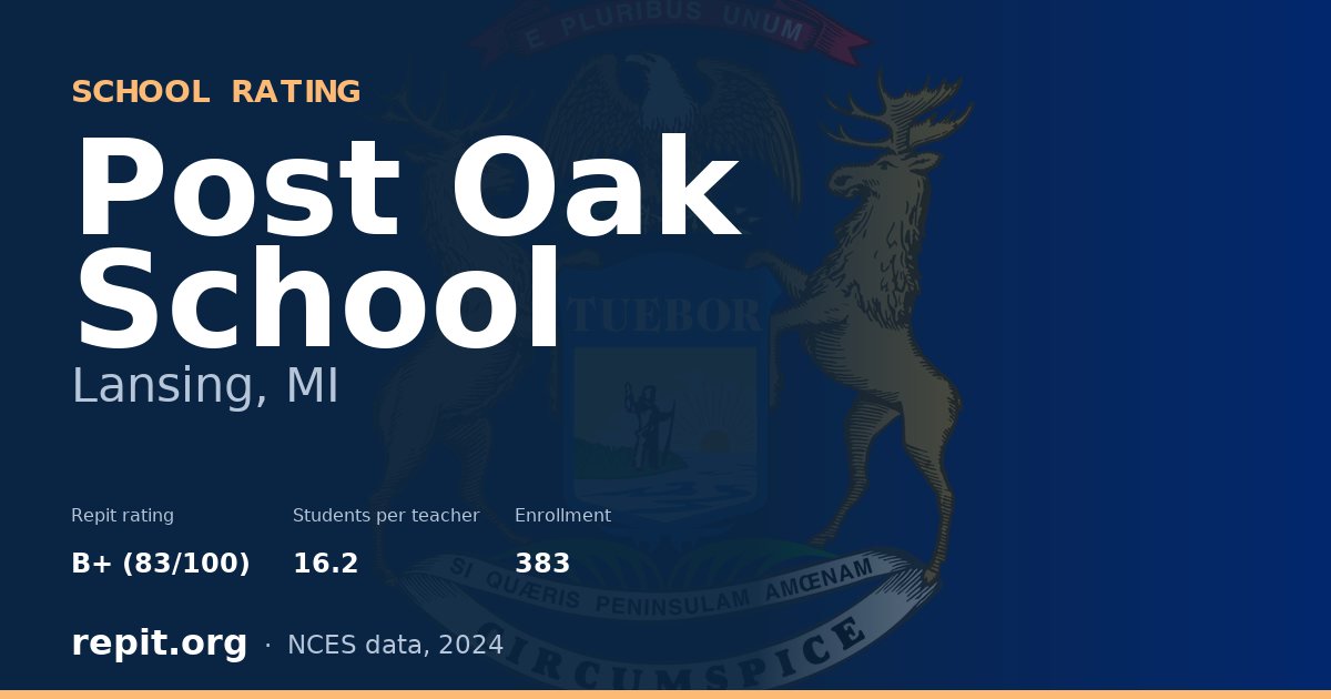 Post Oak School, Lansing, MI — Repit school rating B+ (83/100)