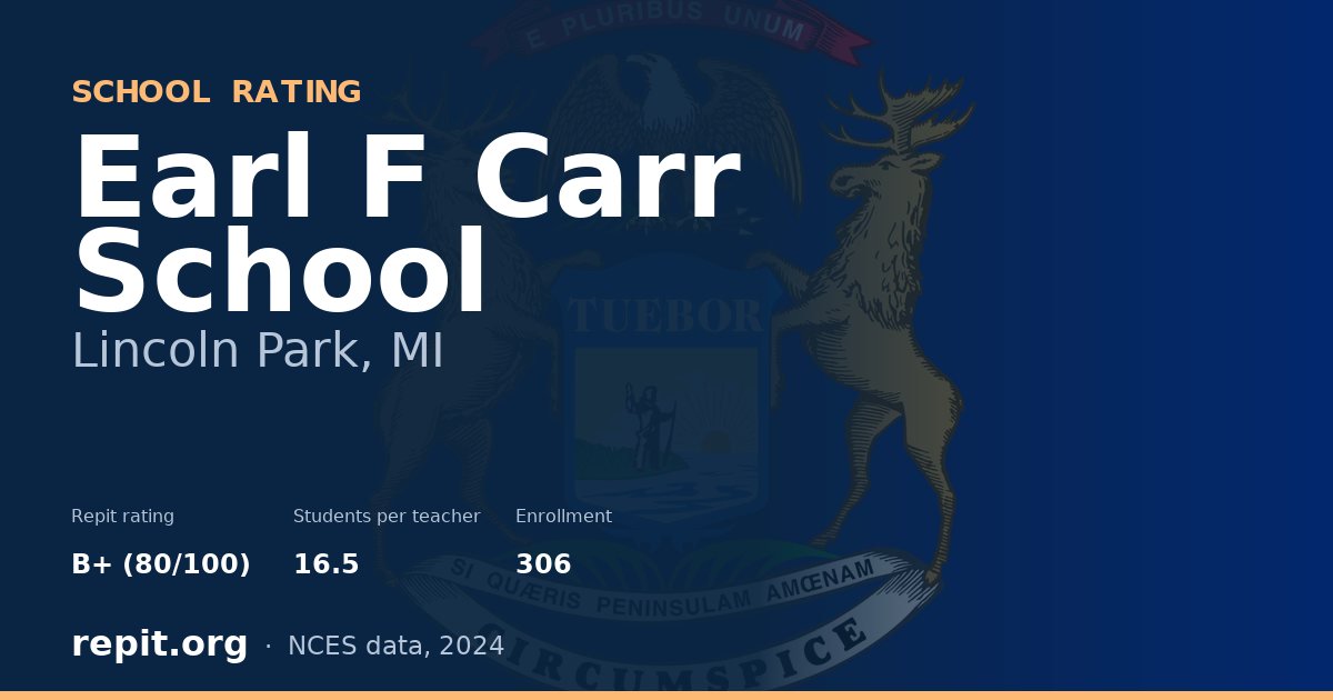 Earl F Carr School, Lincoln Park, MI — Repit school rating B+ (80/100)