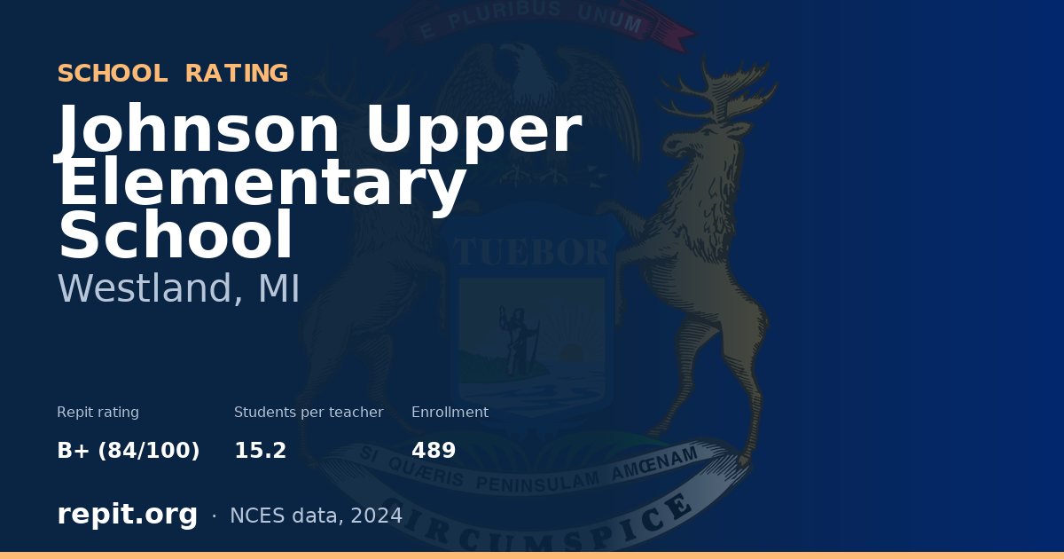 Johnson Upper Elementary School, Westland, MI — Repit school rating B+ (84/100)