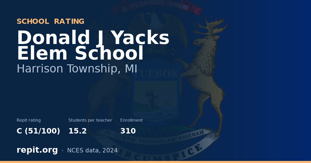 Donald J Yacks Elem School, Harrison Township, MI — Repit school rating C (51/100)