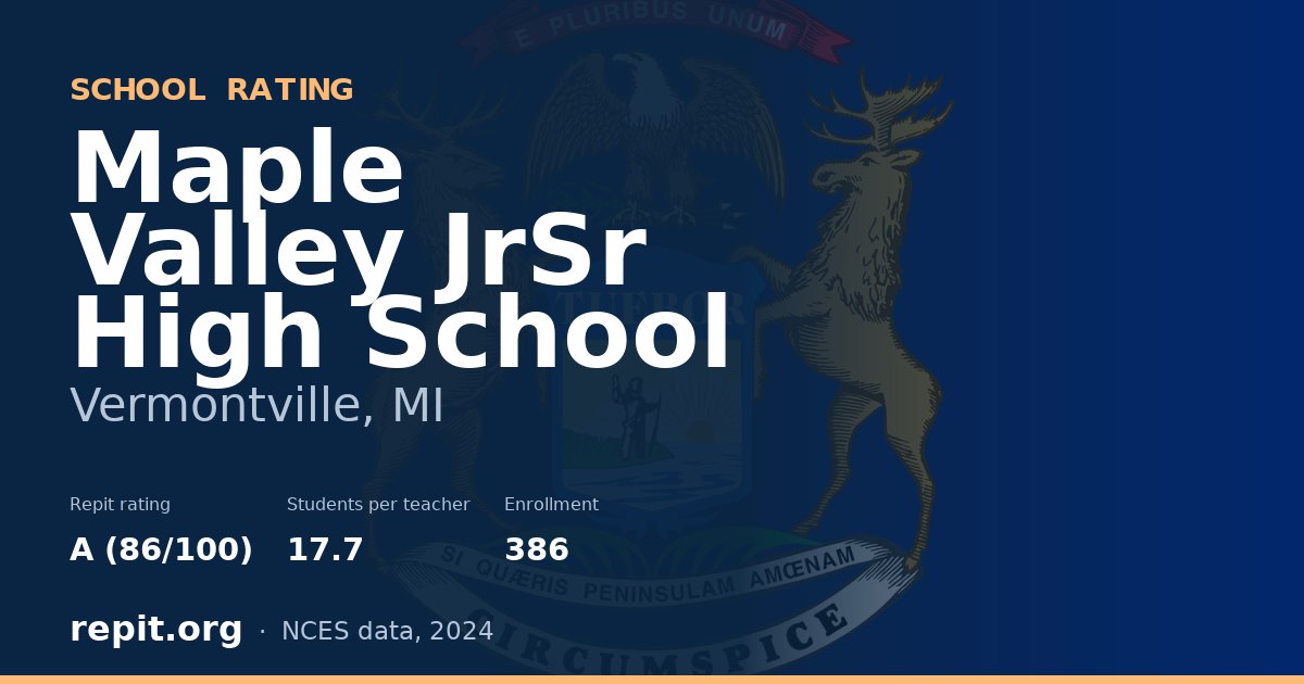 Maple Valley JrSr High School, Vermontville, MI — Repit school rating A (86/100)