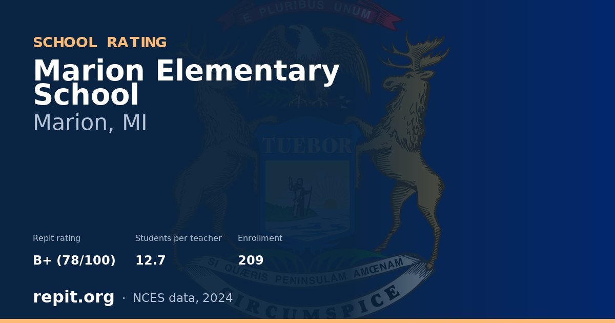 Marion Elementary School, Marion, MI — Repit school rating B+ (78/100)