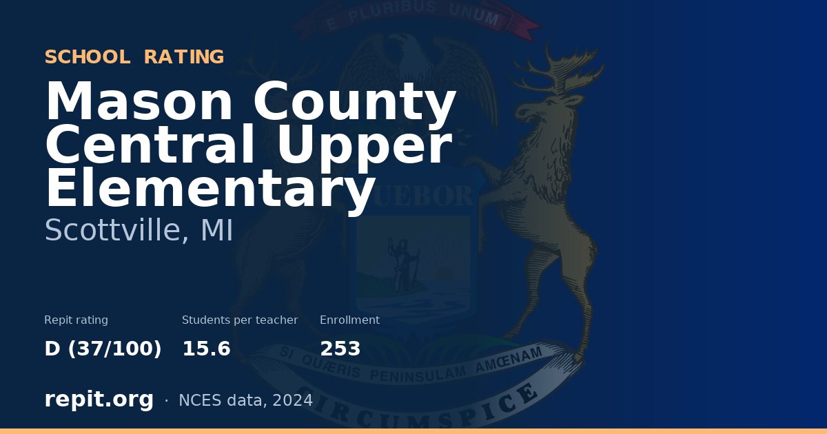 Mason County Central Upper Elementary, Scottville, MI — Repit school rating D (37/100)