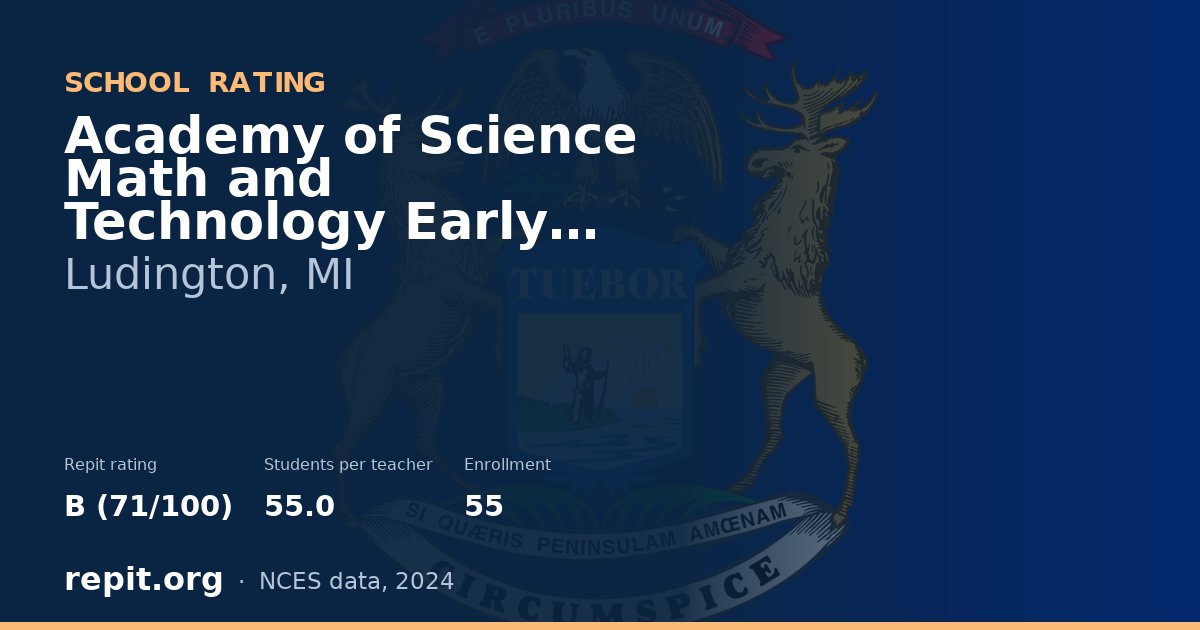 Academy of Science Math and Technology Early College High Sc, Ludington, MI — Repit school rating B (71/100)