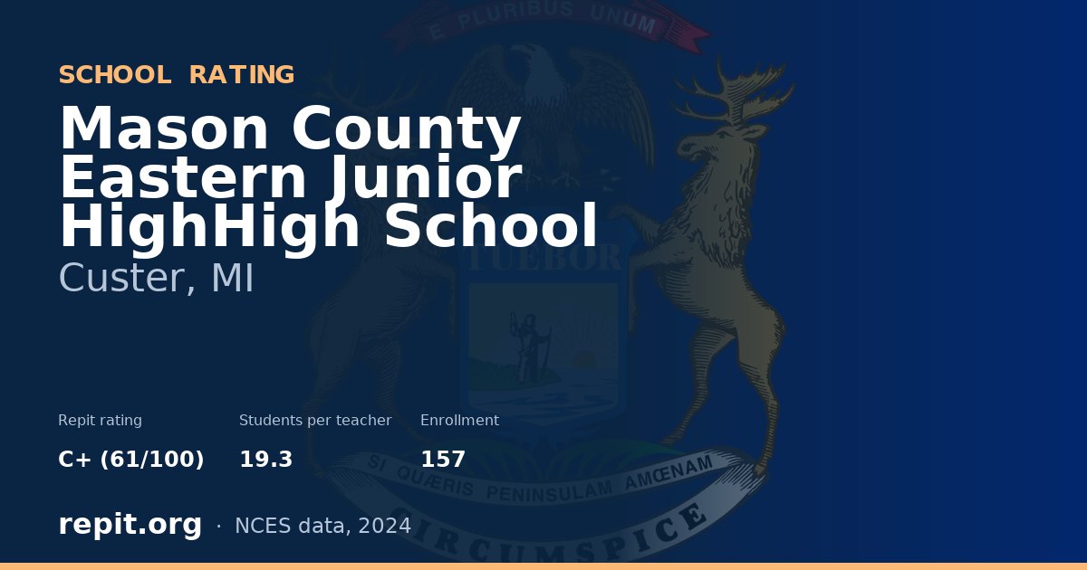 Mason County Eastern Junior HighHigh School, Custer, MI — Repit school rating C+ (61/100)