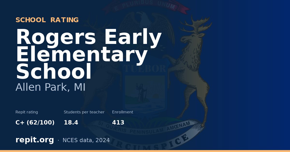 Rogers Early Elementary School, Allen Park, MI — Repit school rating C+ (62/100)