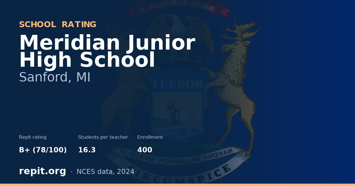 Meridian Junior High School, Sanford, MI — Repit school rating B+ (78/100)