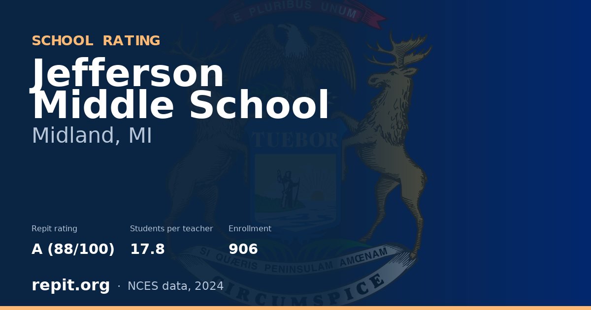Jefferson Middle School, Midland, MI — Repit school rating A (88/100)