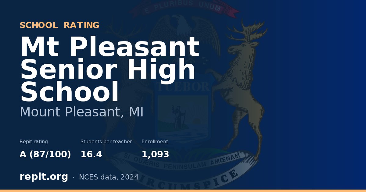 Mt Pleasant Senior High School, Mount Pleasant, MI — Repit school rating A (87/100)