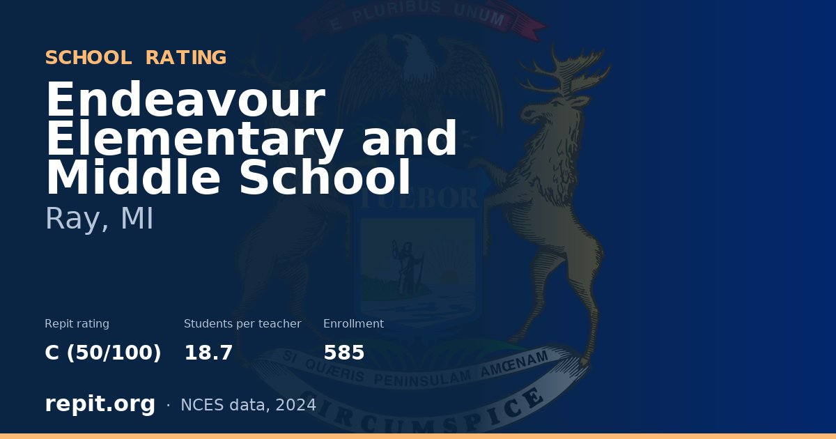 Endeavour Elementary and Middle School, Ray, MI — Repit school rating C (50/100)