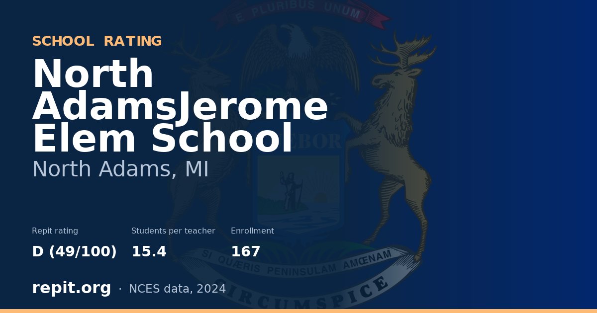 North AdamsJerome Elem School, North Adams, MI — Repit school rating D (49/100)