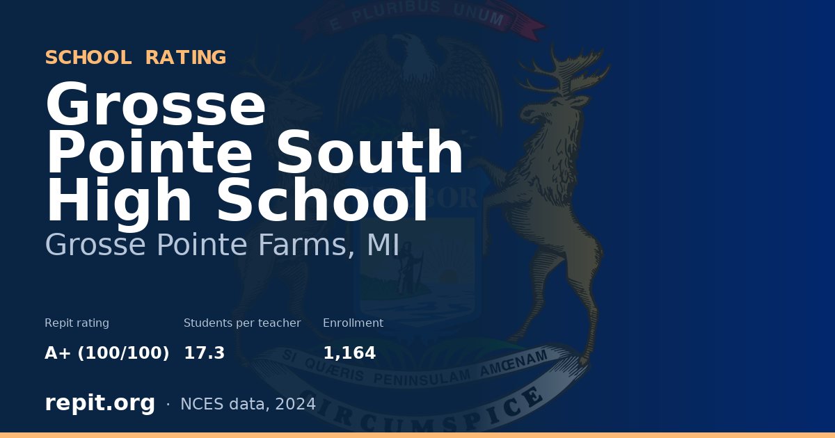 Grosse Pointe South High School, Grosse Pointe Farms, MI — Repit school rating A+ (100/100)