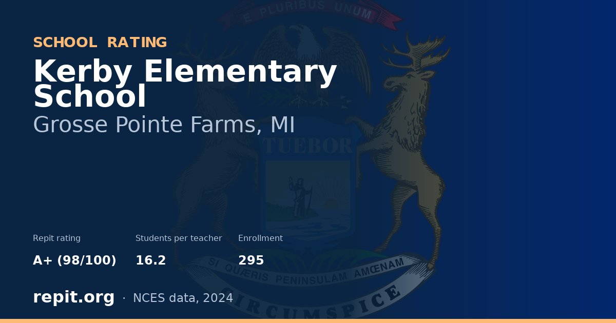 Kerby Elementary School, Grosse Pointe Farms, MI — Repit school rating A+ (98/100)