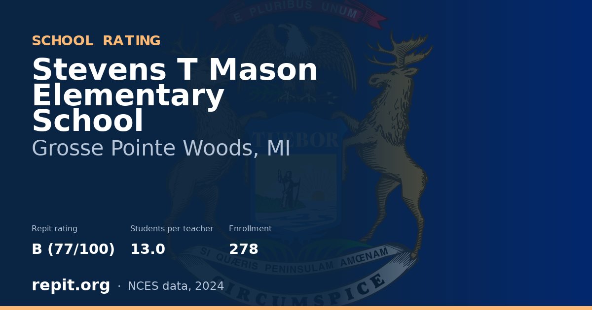 Stevens T Mason Elementary School, Grosse Pointe Woods, MI — Repit school rating B (77/100)