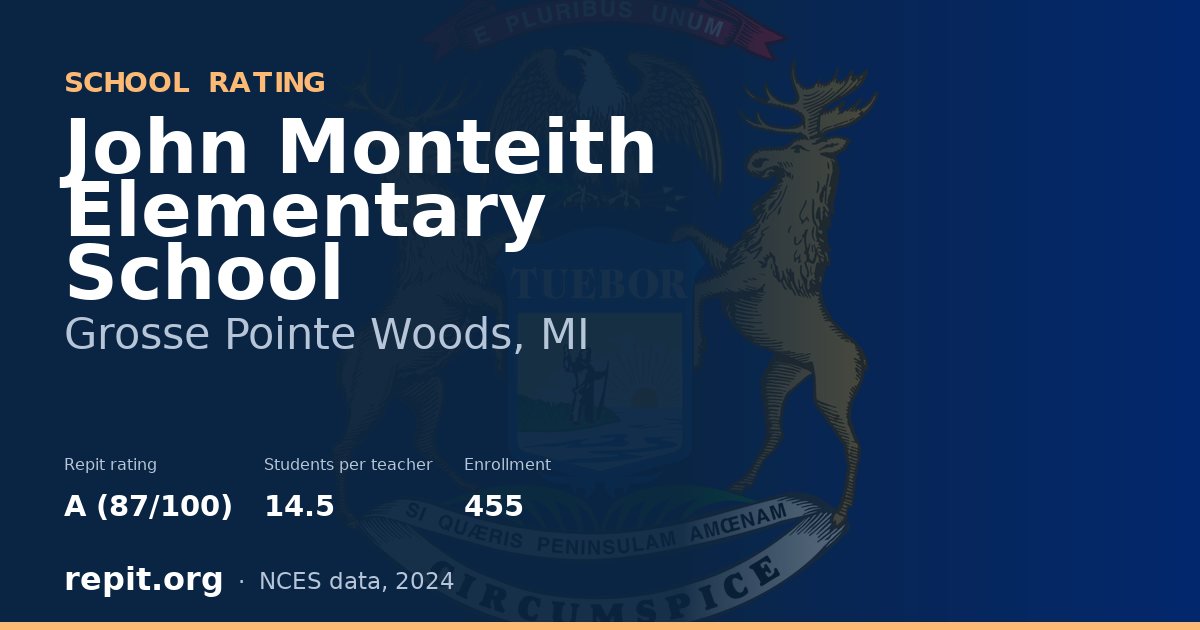 John Monteith Elementary School, Grosse Pointe Woods, MI — Repit school rating A (87/100)