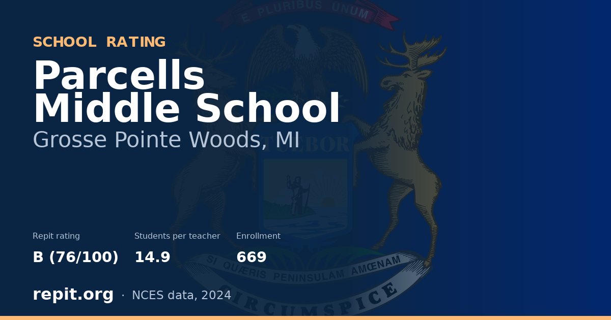 Parcells Middle School, Grosse Pointe Woods, MI — Repit school rating B (76/100)