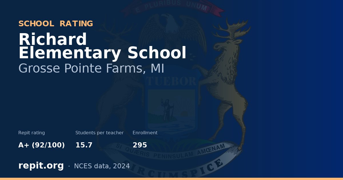 Richard Elementary School, Grosse Pointe Farms, MI — Repit school rating A+ (92/100)