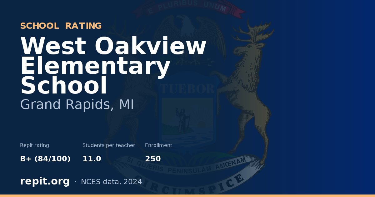West Oakview Elementary School, Grand Rapids, MI — Repit school rating B+ (84/100)