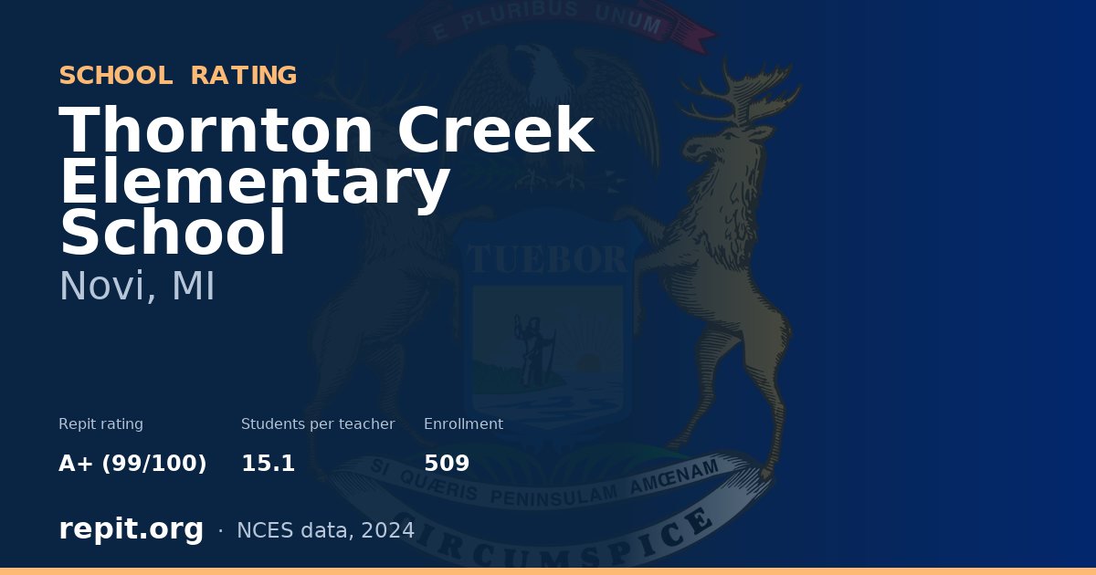 Thornton Creek Elementary School, Novi, MI — Repit school rating A+ (99/100)