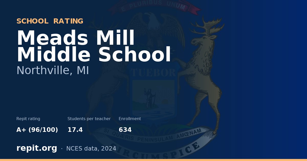 Meads Mill Middle School, Northville, MI — Repit school rating A+ (96/100)