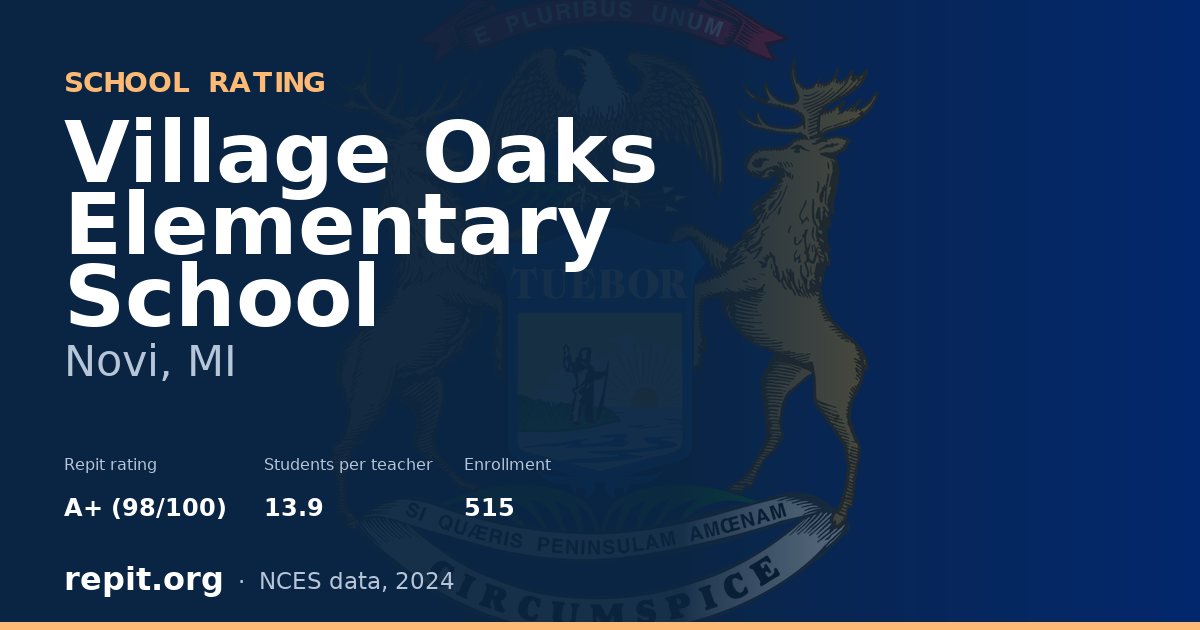 Village Oaks Elementary School, Novi, MI — Repit school rating A+ (98/100)