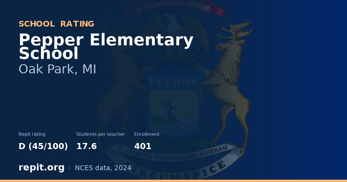 Pepper Elementary School, Oak Park, MI — Repit school rating D (45/100)