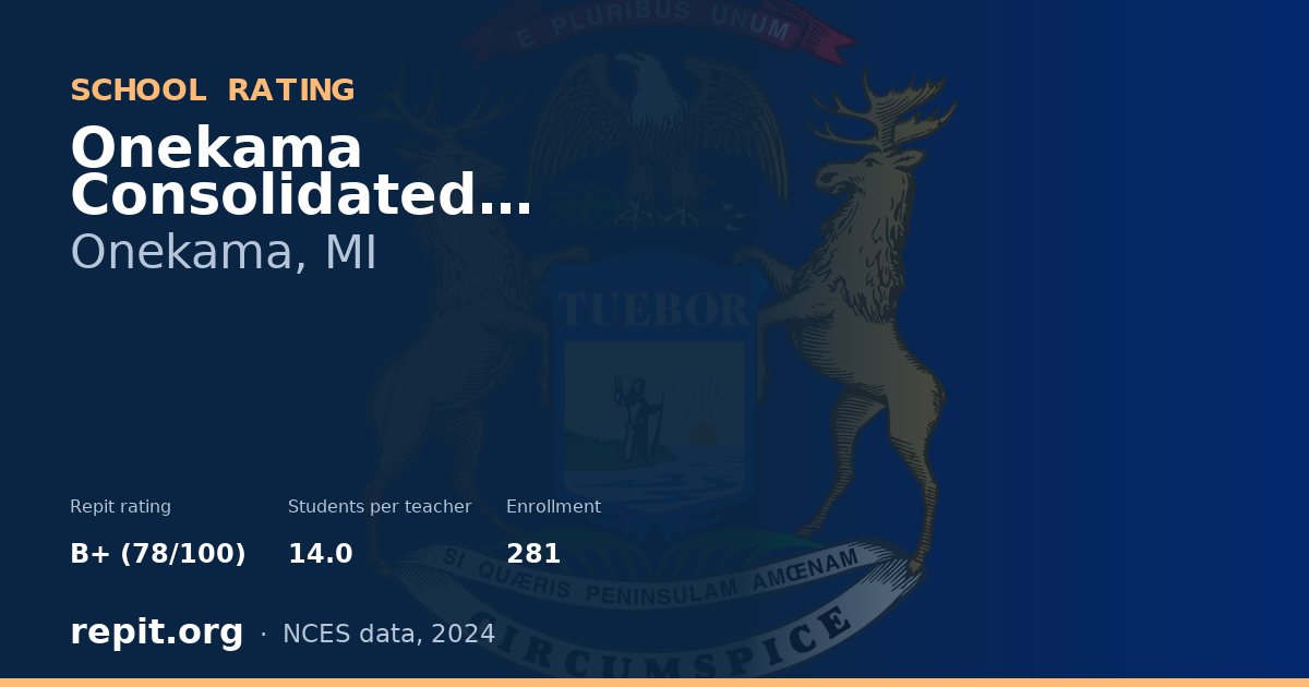 Onekama Consolidated Schools, Onekama, MI — Repit school rating B+ (78/100)