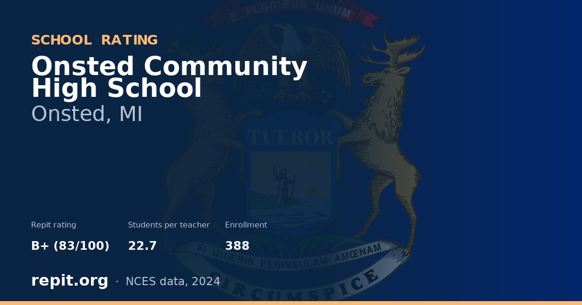 Onsted Community High School, Onsted, MI — Repit school rating B+ (83/100)