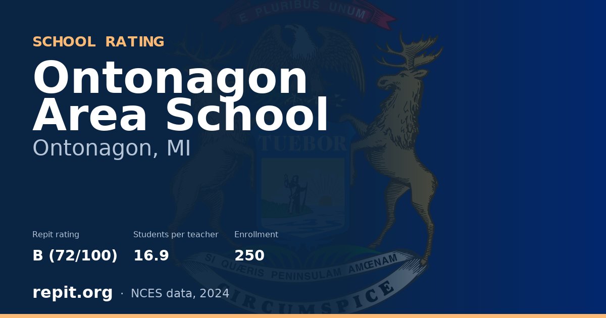 Ontonagon Area School, Ontonagon, MI — Repit school rating B (72/100)